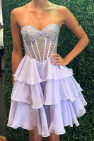 Load image into Gallery viewer, Sparkly Yellow Corset Short Beaded Sweetheart Ruffled Cocktail Dress