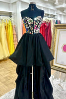 Load image into Gallery viewer, Sparkly Black A Line Spaghetti Straps Mirror Short Cocktail Dress
