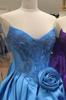 Load image into Gallery viewer, Pink Appliqued Corset Sweetheart Short Bubble Cocktail Dress with 3D Flower