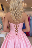 Load image into Gallery viewer, Pink Appliqued Corset Sweetheart Short Bubble Cocktail Dress with 3D Flower