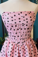 Load image into Gallery viewer, Black and White Polka Dots Corset A-Line Strapless Short Cocktail Dress