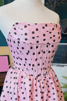 Load image into Gallery viewer, Black and White Polka Dots Corset A-Line Strapless Short Cocktail Dress