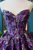 Load image into Gallery viewer, Purple Floral Corset Short A Line Bubble Cocktail Dress