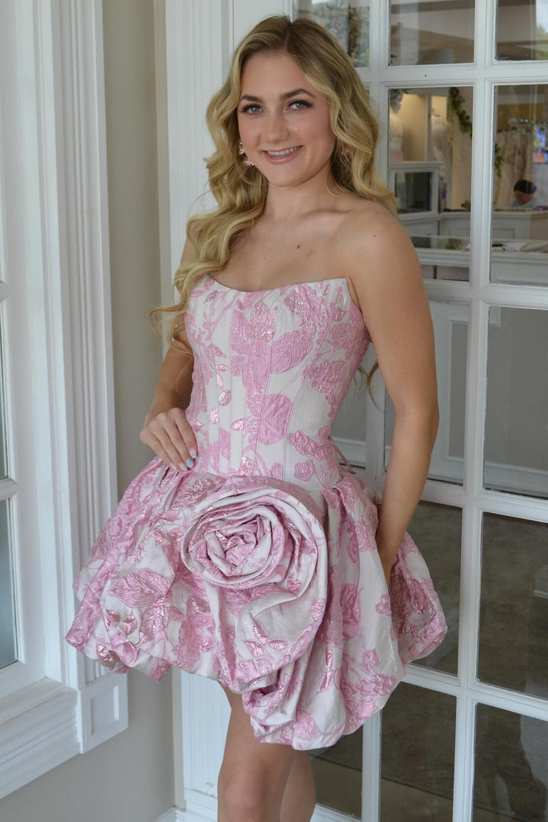 Load image into Gallery viewer, Lilac Corset Floral Short A Line Cocktail Dress with 3D Flower