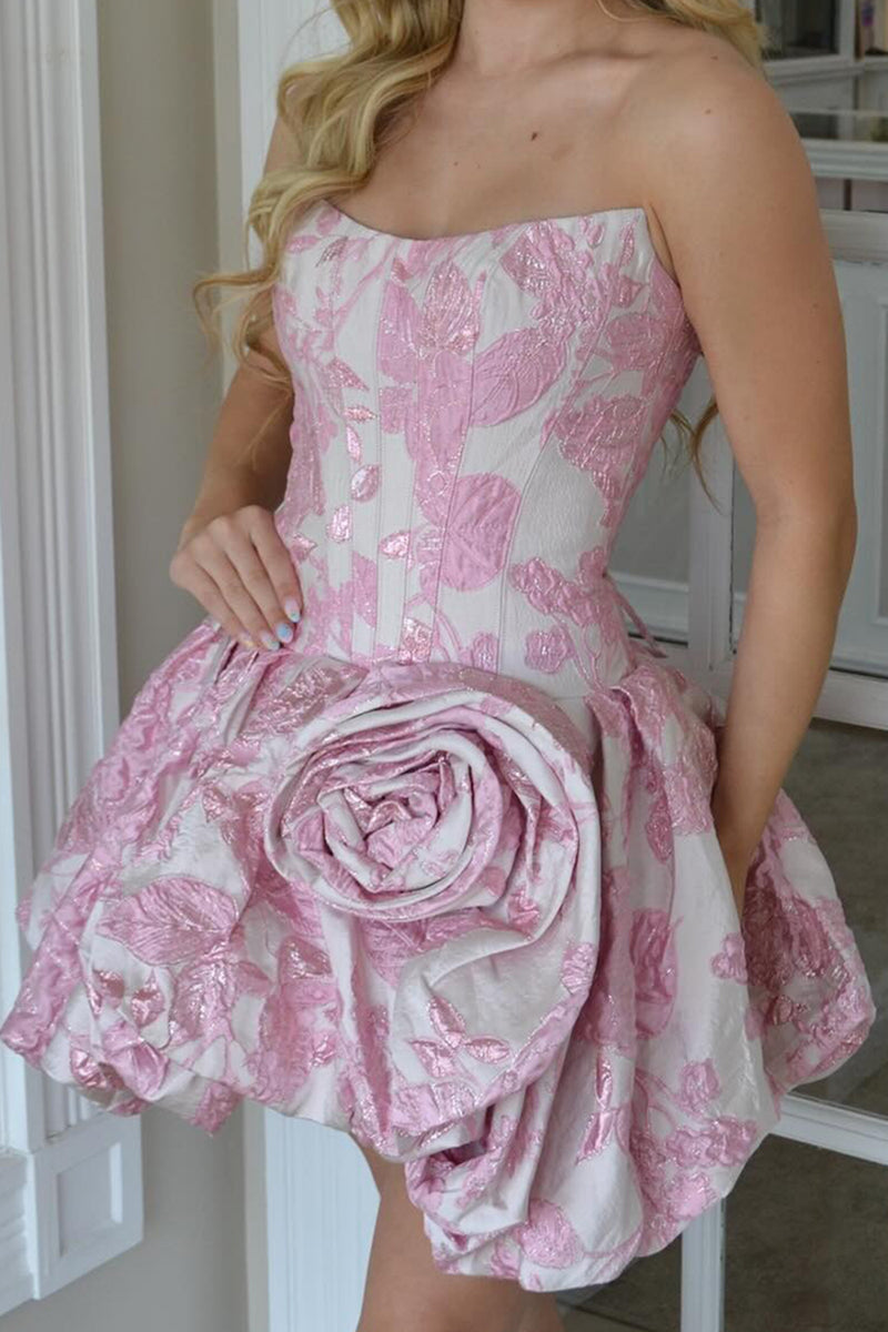 Load image into Gallery viewer, Lilac Corset Floral Short A Line Cocktail Dress with 3D Flower