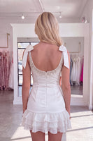 Load image into Gallery viewer, Yellow Sparkly Thick Straps Short Ruffled Cocktail Dress with Beading