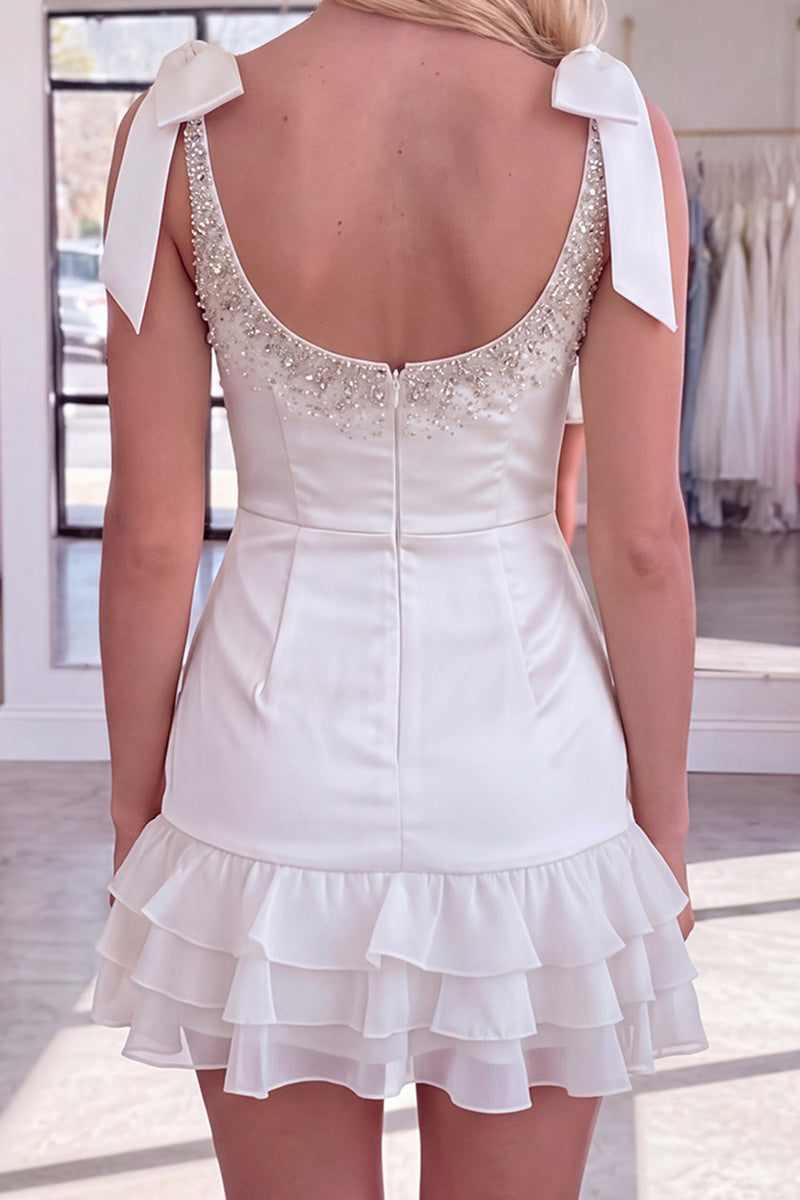 Load image into Gallery viewer, Yellow Sparkly Thick Straps Short Ruffled Cocktail Dress with Beading