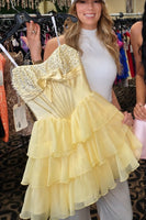 Load image into Gallery viewer, Pink Corset Strapless Tiered Short Ruffled Cocktail Dress with Pearls