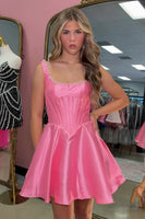 Load image into Gallery viewer, Burgundy Sparkly Short Corset A Line Cocktail Dress with Pearls