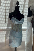 Load image into Gallery viewer, Sparkly Coffee Corset Beaded Tight Sweetheart Short Cocktail Dress