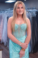Load image into Gallery viewer, Sparkly Mint Corset Tight Short Cocktail Dress with Beading