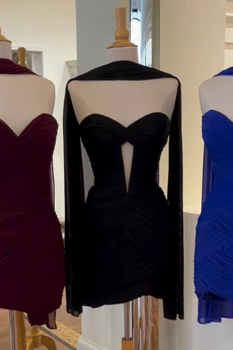 Load image into Gallery viewer, Royal Blue Sweetheart Neck Scarf Tight Short Cocktail Dress