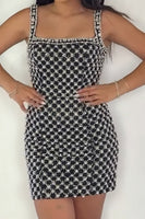 Load image into Gallery viewer, Black Sparkly Beaded Square Neck Short Cocktail Dress with Pearls