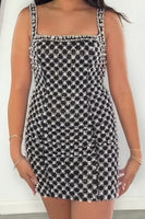 Load image into Gallery viewer, Black Sparkly Beaded Square Neck Short Cocktail Dress with Pearls