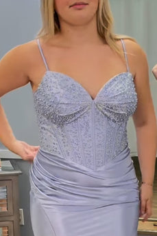 Sparkly Grey Purple Corset Beaded Short Cocktail Dress