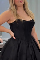 Load image into Gallery viewer, Black Corset A Line Strapless Short Cocktail Dress
