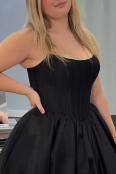 Black Corset A Line Strapless Short Cocktail Dress