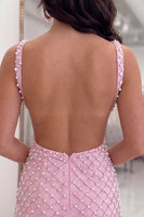 Load image into Gallery viewer, Sparkly Pink Tight Short Cut Out Cocktail Dress with Pearls