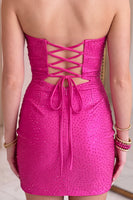 Load image into Gallery viewer, Sparkly Black Cut Out Beaded Strapless Short Cocktail Dress