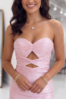 Load image into Gallery viewer, Sparkly Black Cut Out Beaded Strapless Short Cocktail Dress