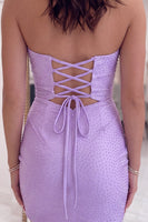 Load image into Gallery viewer, Sparkly Black Cut Out Beaded Strapless Short Cocktail Dress