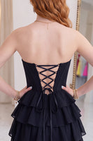 Load image into Gallery viewer, Corset Black Sweetheart Short Ruffled A Line Cocktail Dress