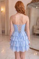 Load image into Gallery viewer, Corset Black Sweetheart Short Ruffled A Line Cocktail Dress