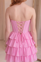 Load image into Gallery viewer, Corset Black Sweetheart Short Ruffled A Line Cocktail Dress