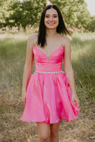 Load image into Gallery viewer, Fuchsia Sweetheart Satin A-Line Short Cocktail Dress