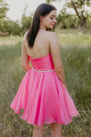 Load image into Gallery viewer, Fuchsia Sweetheart Satin A-Line Short Cocktail Dress