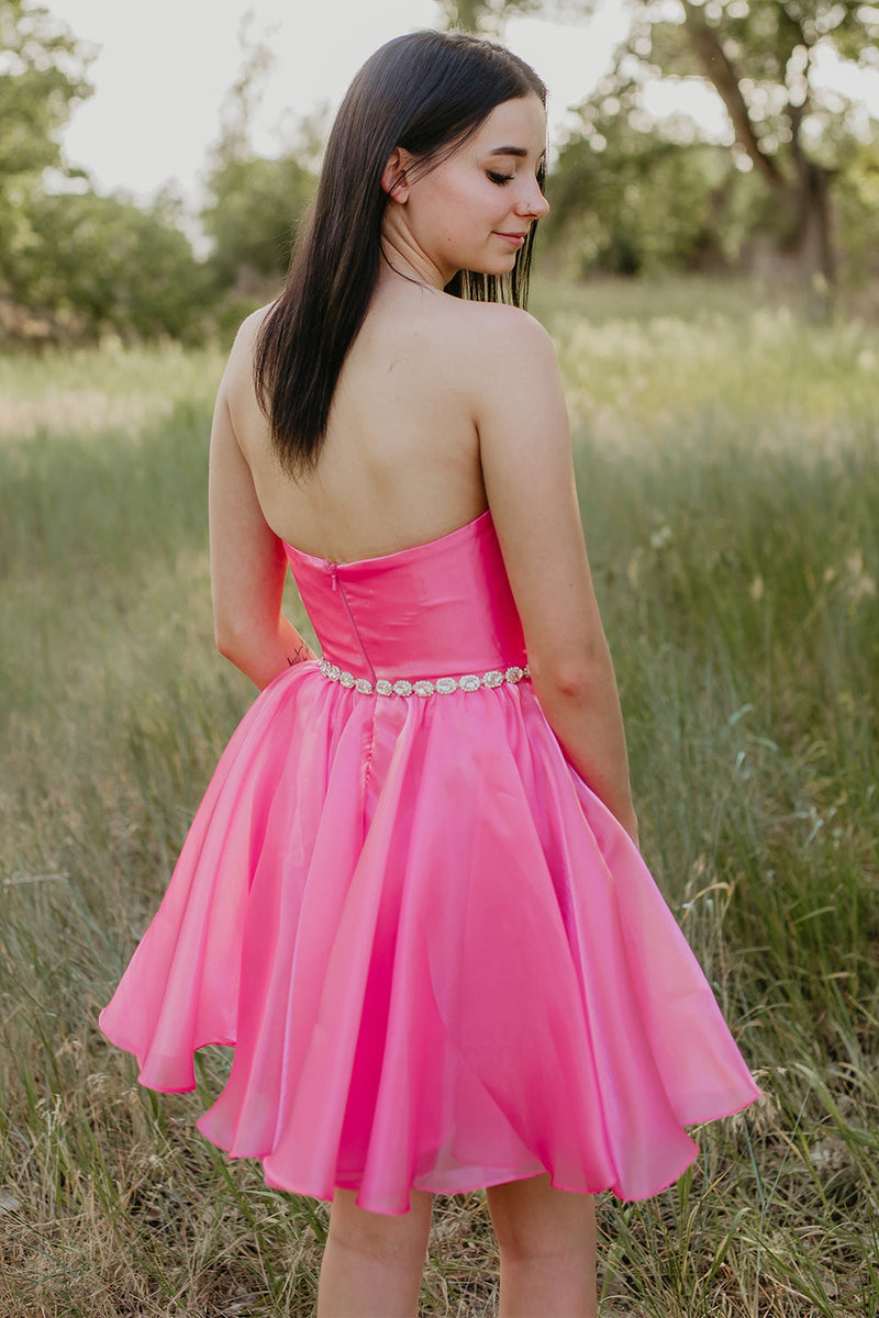 Load image into Gallery viewer, Fuchsia Sweetheart Satin A-Line Short Cocktail Dress
