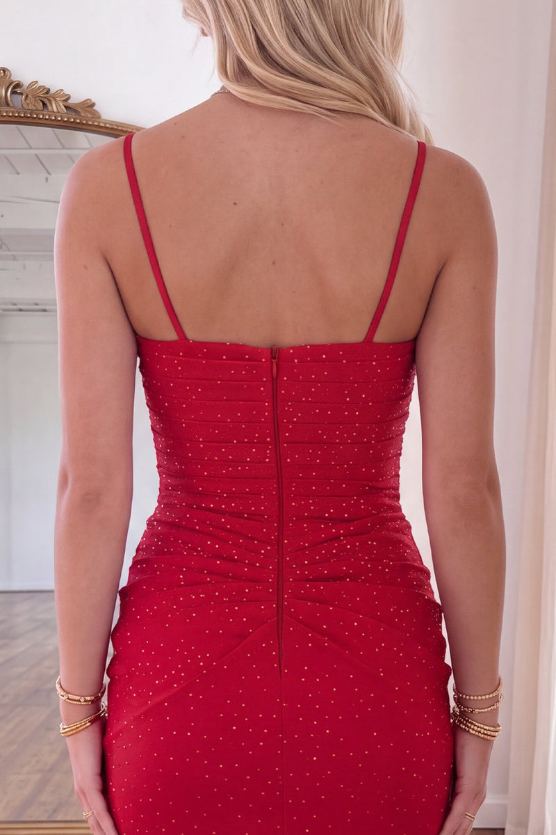 Load image into Gallery viewer, Royal Blue Beaded Sparkly Ruched Spaghetti Straps Short Cocktail Dress
