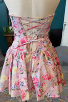 Load image into Gallery viewer, Floral Pink A-Line Strapless Short Cocktail Dress with Bow