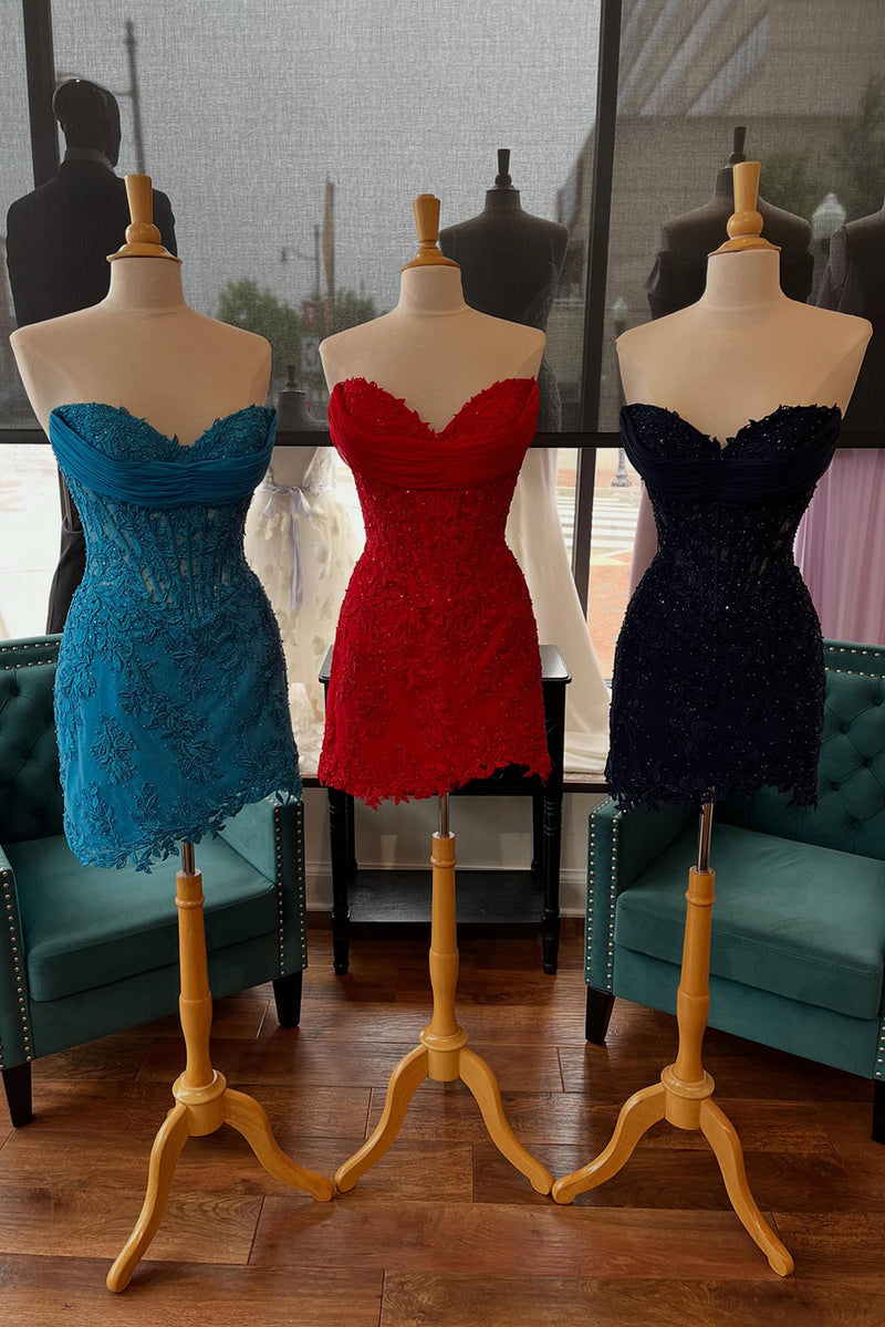 Load image into Gallery viewer, Black Sweetheart Corset Tight Short Cocktail Dress with Lace