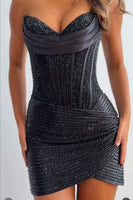 Load image into Gallery viewer, Sparkly Navy Corset Beaded Tight Sweetheart Short Cocktail Dress