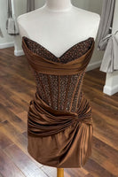 Load image into Gallery viewer, Sparkly Green Corset Beaded Sweetheart Tight Short Cocktail Dress with Slit
