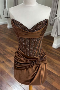 Sparkly Green Corset Beaded Sweetheart Tight Short Cocktail Dress with Slit