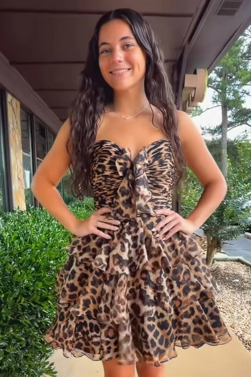 Load image into Gallery viewer, Floral Yellow Ruffled Strapless Short Cocktail Dress with Keyhole