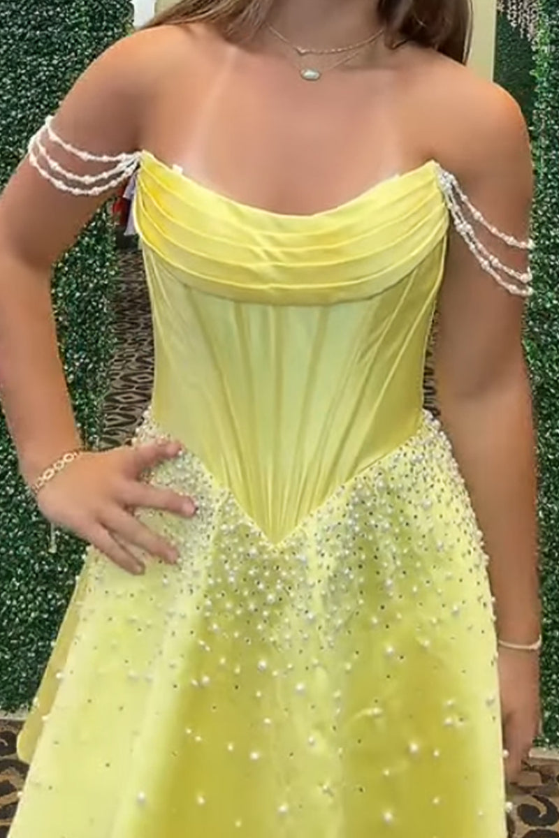 Load image into Gallery viewer, Pink Corset Off the Shoulder Sparkly Short Cocktail Dress with Pearls