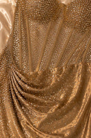 Load image into Gallery viewer, Sparkly Gold Ruched Beaded Corset Short Cocktail Dress