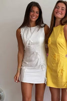 Load image into Gallery viewer, Light Yellow Round Neck Tight Short Cocktail Dress with Bows