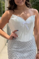 Load image into Gallery viewer, Sparkly White Corset Strapless Tight Short Cocktail Dress with Pearls