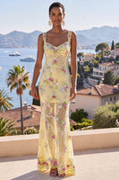 Load image into Gallery viewer, Sparkly Green Floral Sequins Mermaid Maxi Beach Wedding Guest Dress