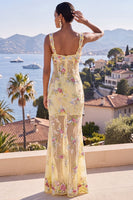 Load image into Gallery viewer, Sparkly Green Floral Sequins Mermaid Maxi Beach Wedding Guest Dress