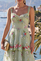 Load image into Gallery viewer, Sparkly Yellow A Line Ruffled Beaded Maxi Floral Beach Wedding Guest Dress