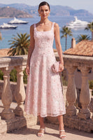 Load image into Gallery viewer, Green Floral Beaded A Line Square Neck Maxi Wedding Guest Dress
