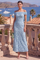 Load image into Gallery viewer, Sage Green Floral A Line Beaded Off the Shoulder Maxi Wedding Guest Dress