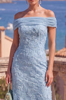 Load image into Gallery viewer, Sage Green Floral A Line Beaded Off the Shoulder Maxi Wedding Guest Dress