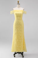 Load image into Gallery viewer, Sage Green Floral A Line Beaded Off the Shoulder Maxi Wedding Guest Dress