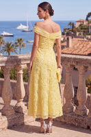 Load image into Gallery viewer, Sage Green Floral A Line Beaded Off the Shoulder Maxi Wedding Guest Dress